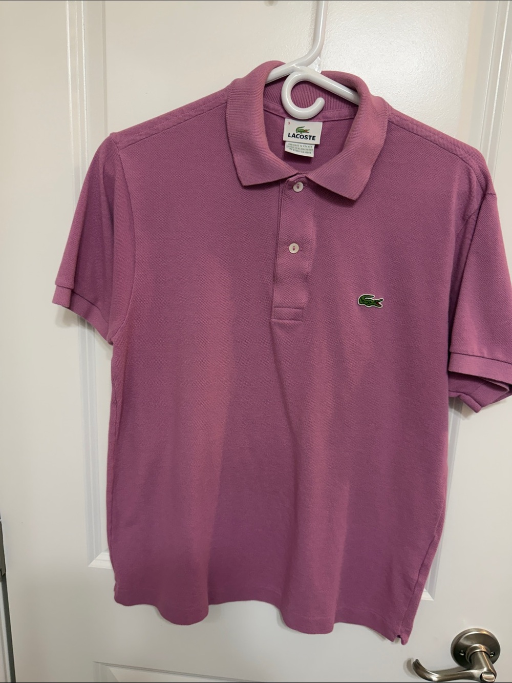 Lacoste Men’s Mauve Polo Shirt with Green Croc Logo